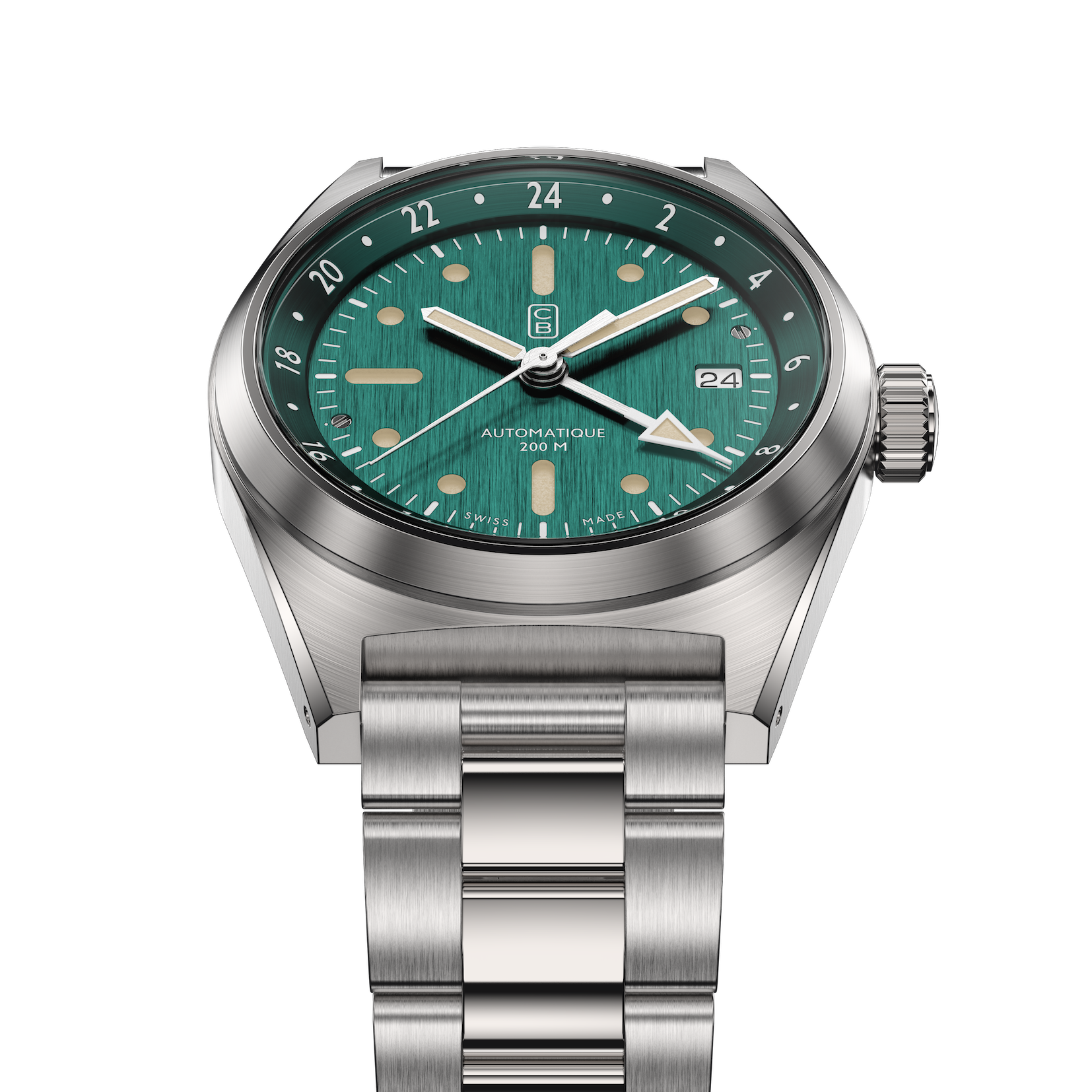 Green dial watch made of fluuy recycled stainless steel - PuReSteel, Swiss made - Eco-friendly sustainable watch