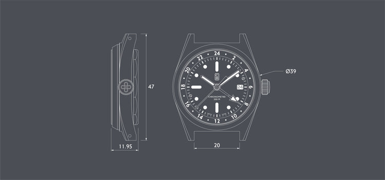 CB01 GMT dimensions, toolwatch made of the world's first recycled stainless steel. Swiss made