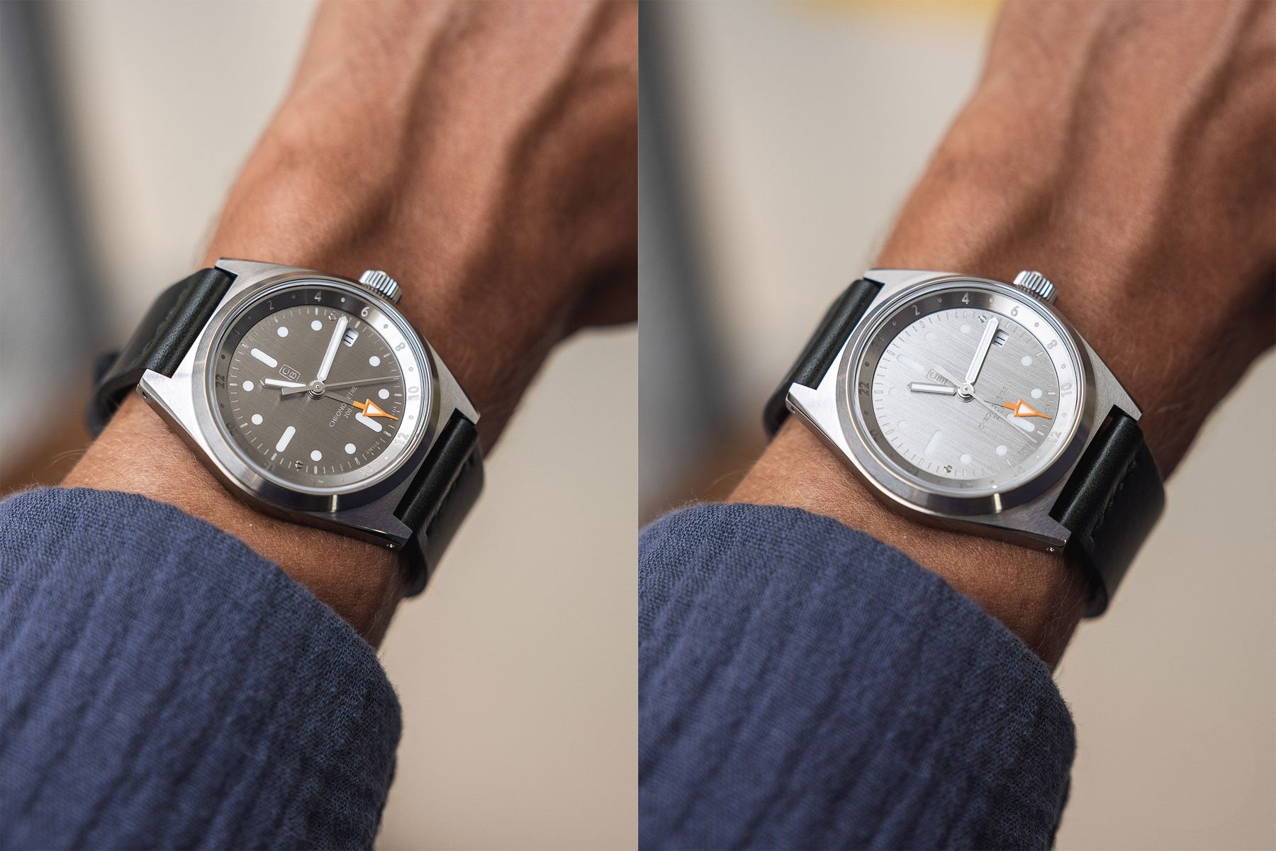 Raw dial of the CB01 NK90 taking light and offer beautiful luxury reflects