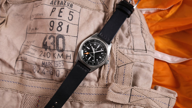 Ecofriendly watch, Swiss made tool watch by Cedric Bellon on a orange parachute