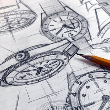 First drawings of a watch designer