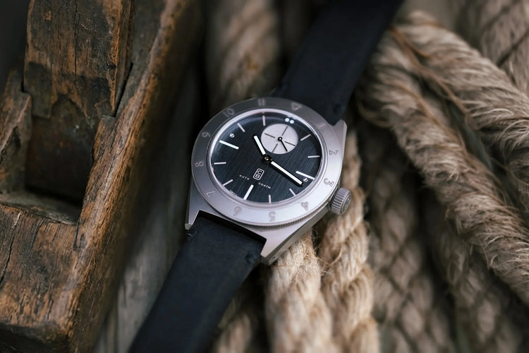 Cedric Bellon CB01-Ti made of repurposed titanium, alcantara handmade strap on cords